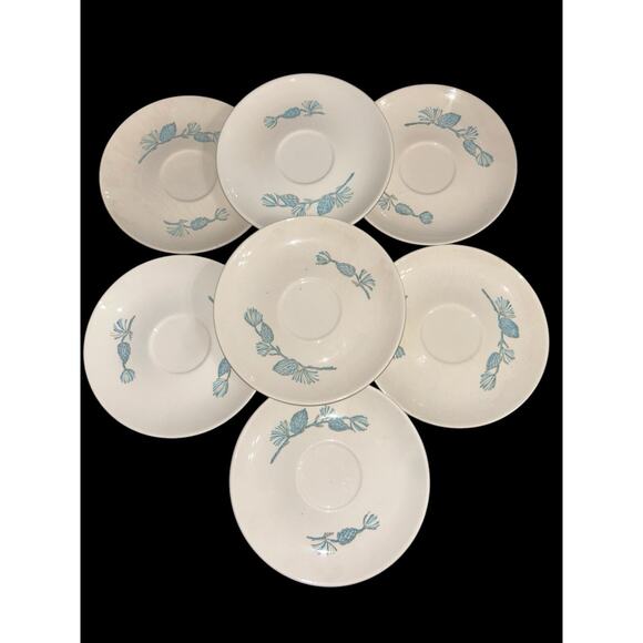 Marcrest Blue Spruce Pine Cone Saucers. Set Of 7. - Picture 1 of 6